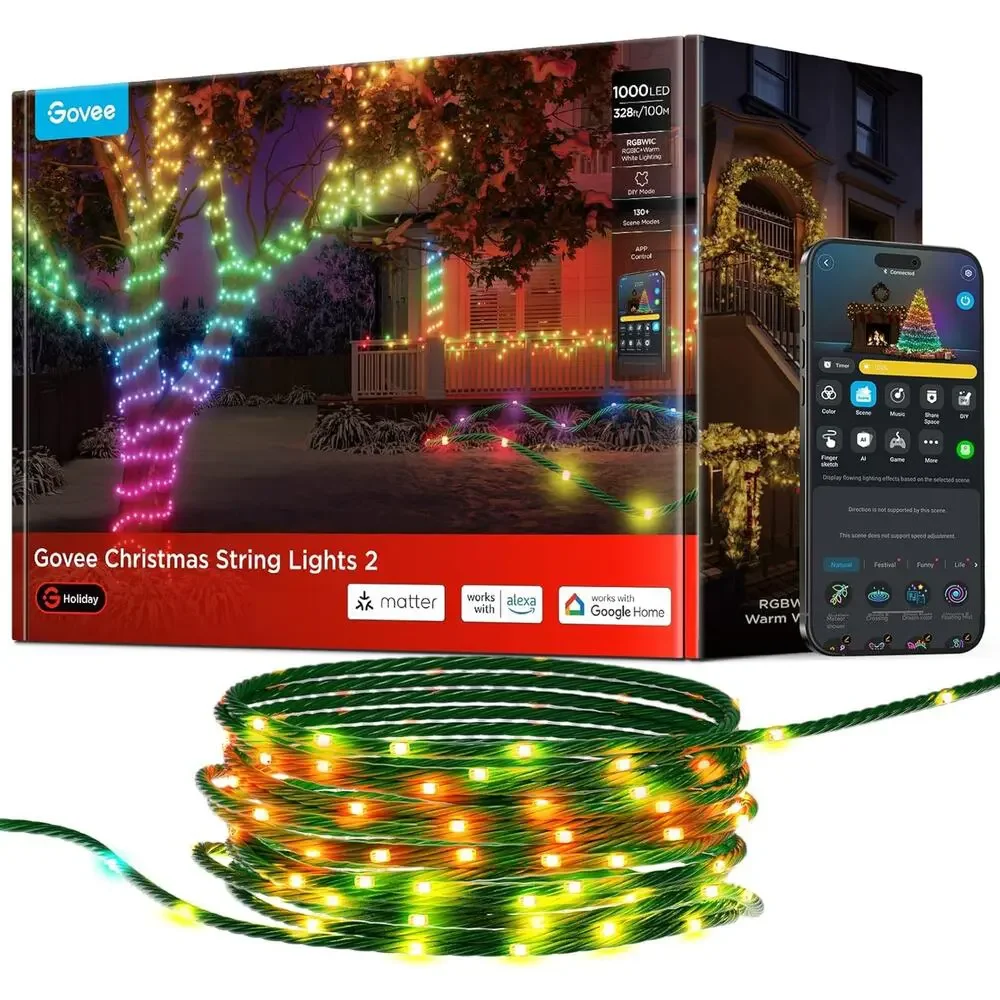 Govee Christmas String Lights 2 RGBWIC 1000 LED 328 ft Smart App Alexa Google
